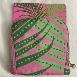 New - Trina Turk Pink and Green Leaf Cosmetic Bag